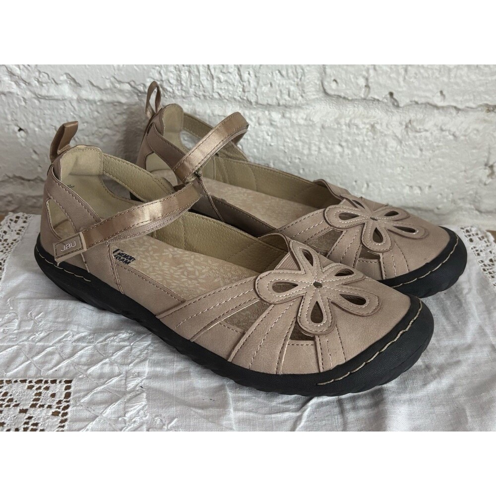 JBU Magnolia Womens Walking Shoes Size 9 Tan  Mary Jane Faux Leather Vegan